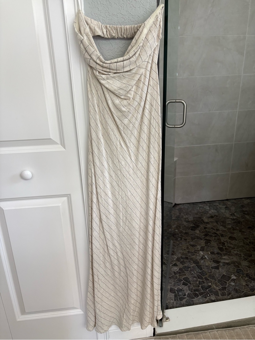 Forever 21 Cream Strapless Maxi Dress